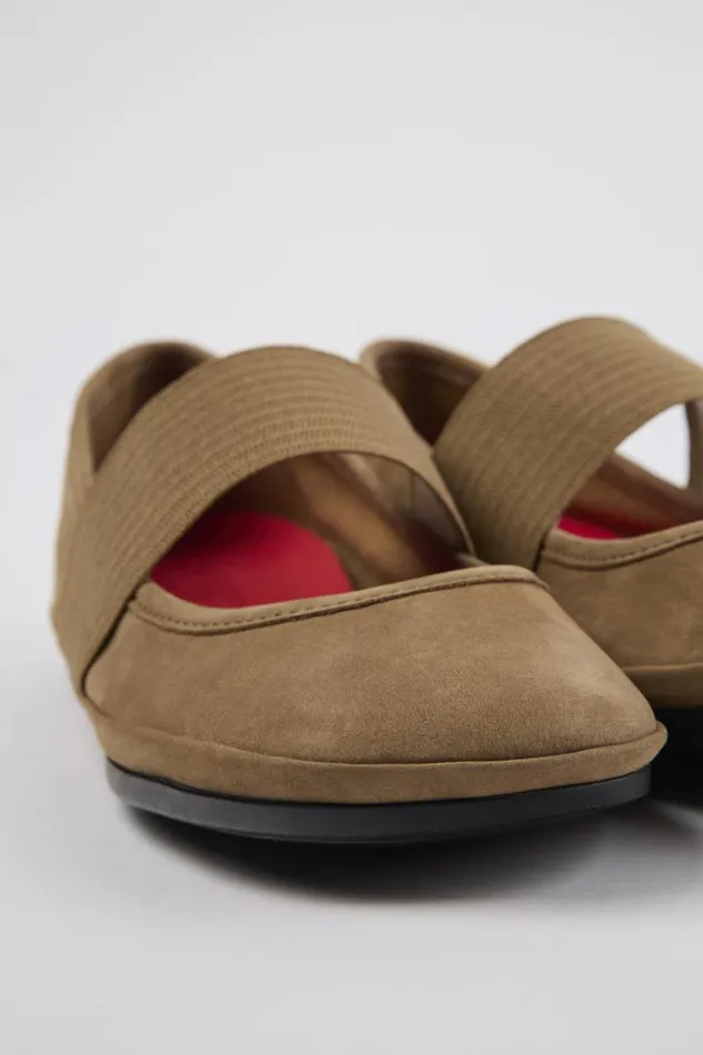 Women Camper Ballerinas Right Brown Nubuck Mary Jane