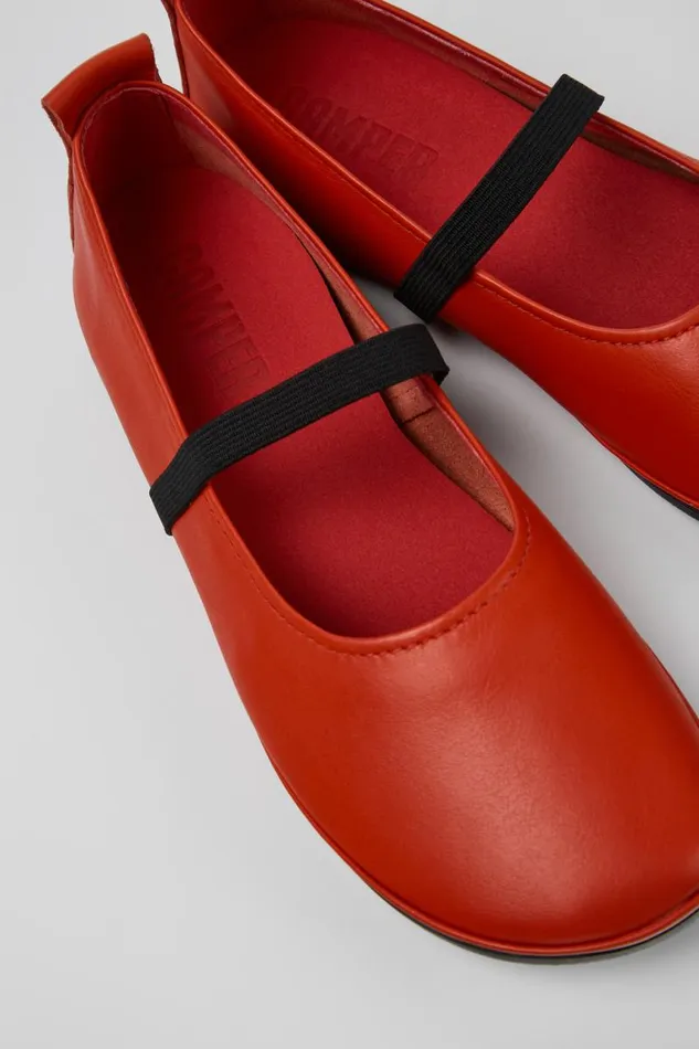 Women Camper Ballerinas Right Red Leather Mary Jane