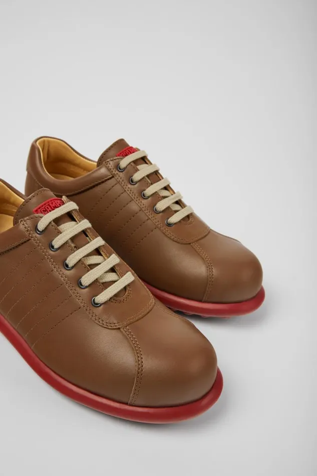 Women Camper Casual Shoes Pelotas Brown Leather Shoes