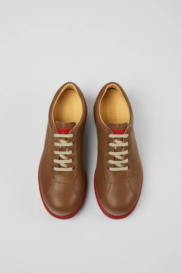 Women Camper Casual Shoes Pelotas Brown Leather Shoes Women Camper Casual Shoes Pelotas Brown Leather Shoes