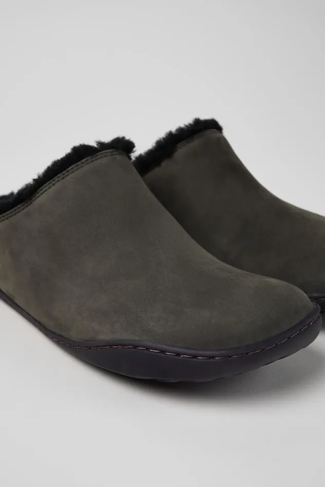 Women Camper Casual Shoes Peu Gray Nubuck Clogs