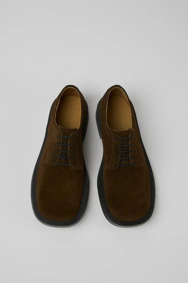 Women Camper Flat Shoes MIL 1978 Brown Nubuck Shoes Women Camper Flat Shoes MIL 1978 Brown Nubuck Shoes