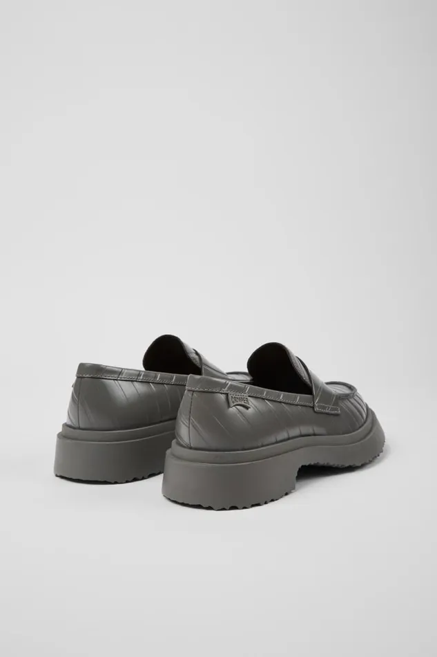 Women Camper Formal Shoes Twins Gray Leather Loafers Women Camper Formal Shoes Twins Gray Leather Loafers