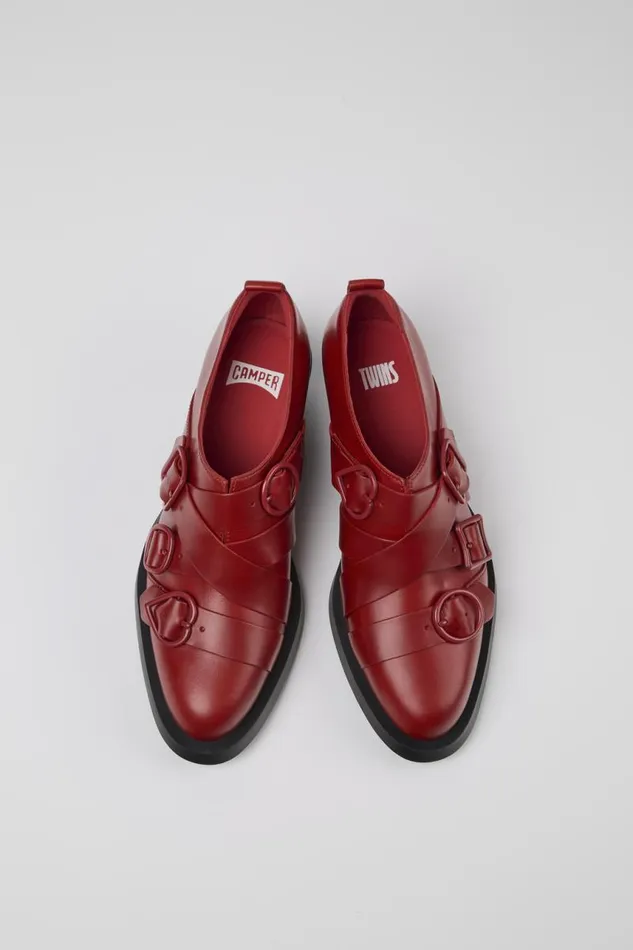Women Camper Formal Shoes Twins Red Leather Shoes Women Camper Formal Shoes Twins Red Leather Shoes