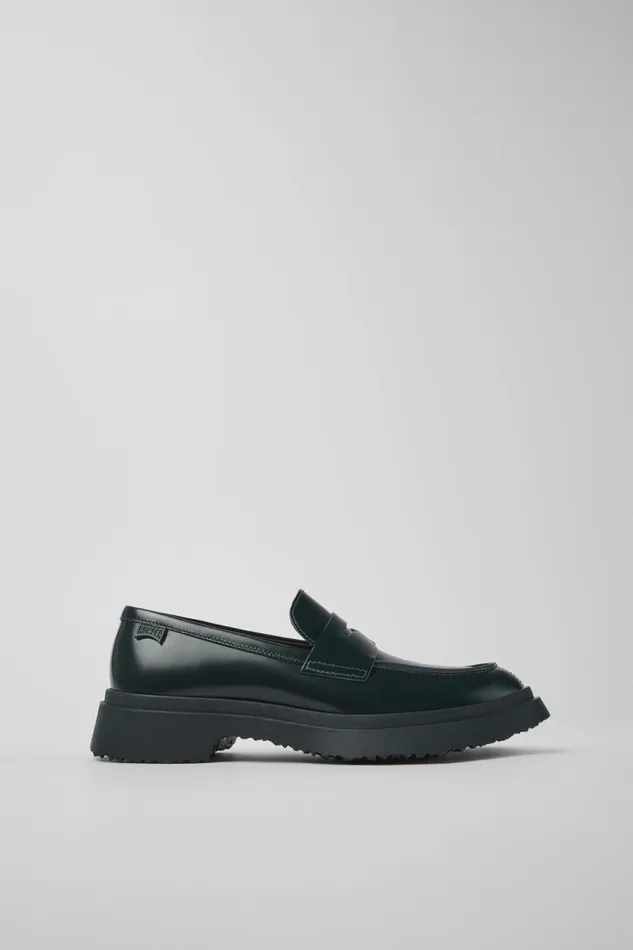 Women Camper Formal Shoes Walden Green Leather Loafers