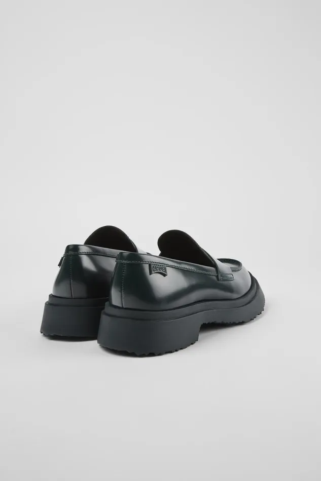 Women Camper Formal Shoes Walden Green Leather Loafers