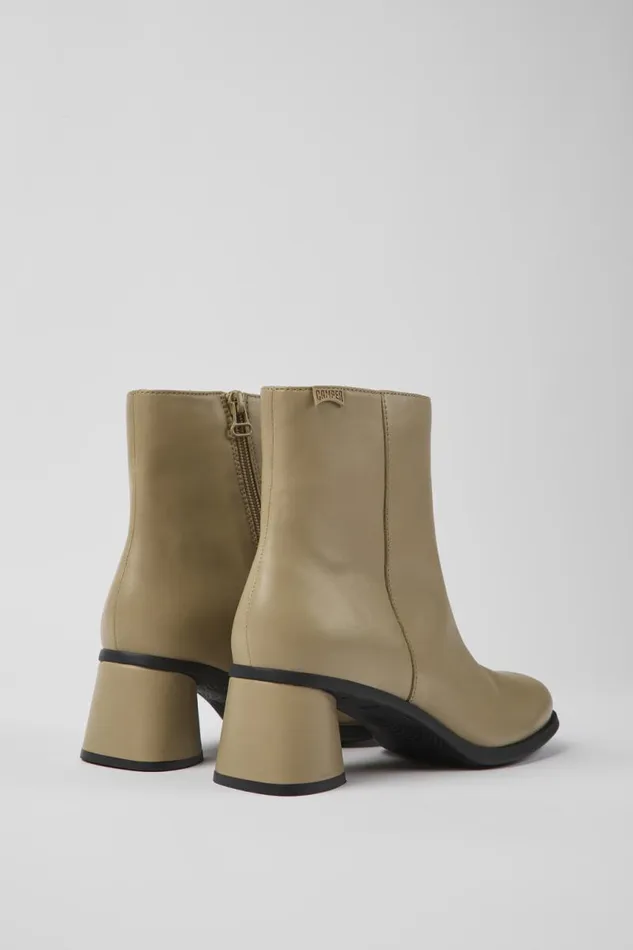 Women Camper Heels Kiara Beige Leather Ankle Boots