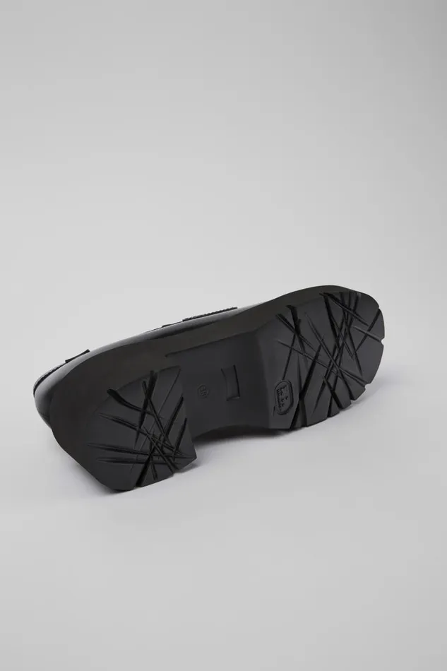 Women Camper Heels Milah Black Leather Moccasin Ballerinas Women Camper Heels Milah Black Leather Moccasin Ballerinas