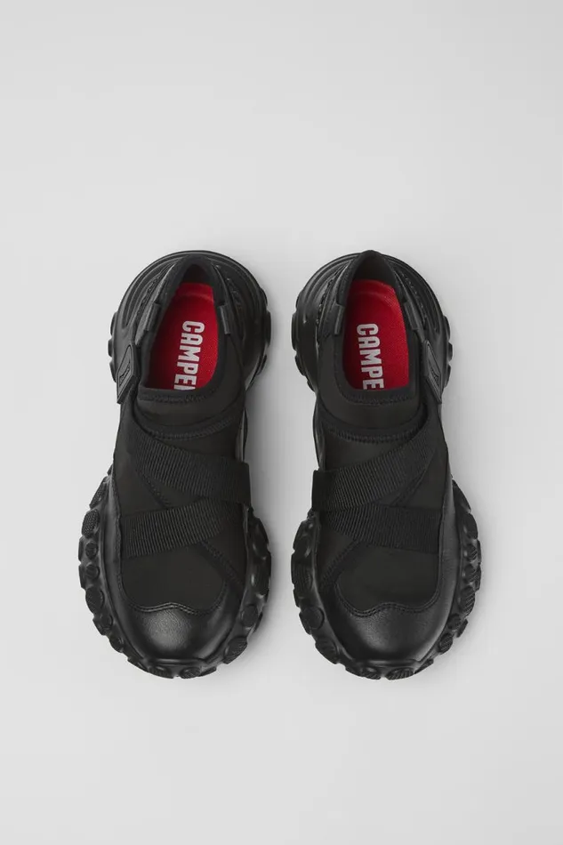 Women Camper Sneakers Pelotas Mars Black TextileLeather Sneaker
