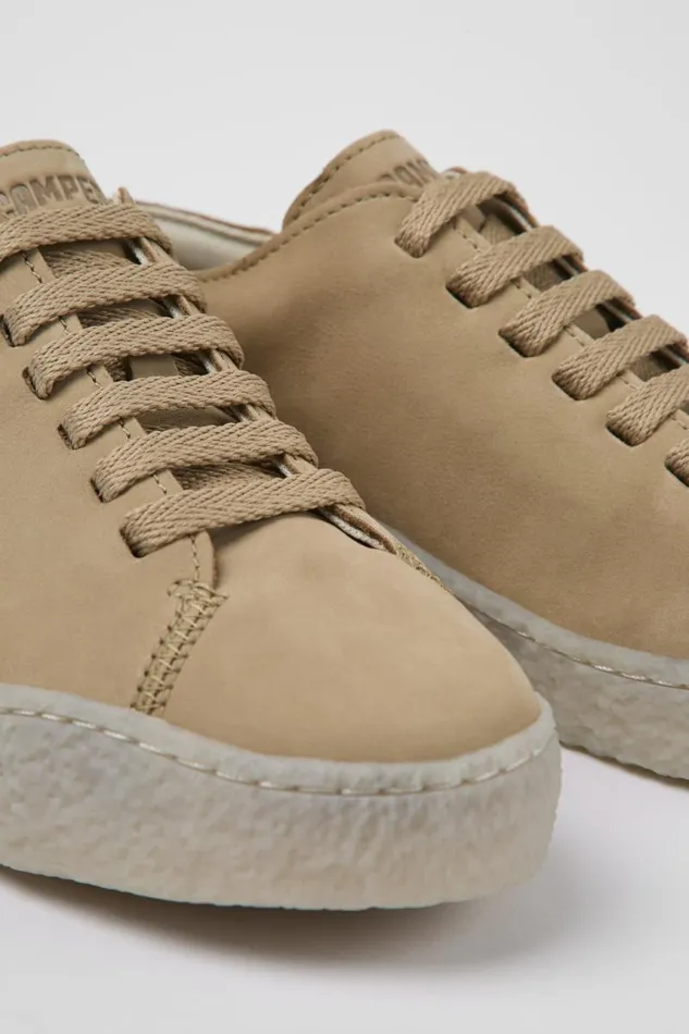 Women Camper Sneakers Peu Terreno Beige Nubuck Shoes