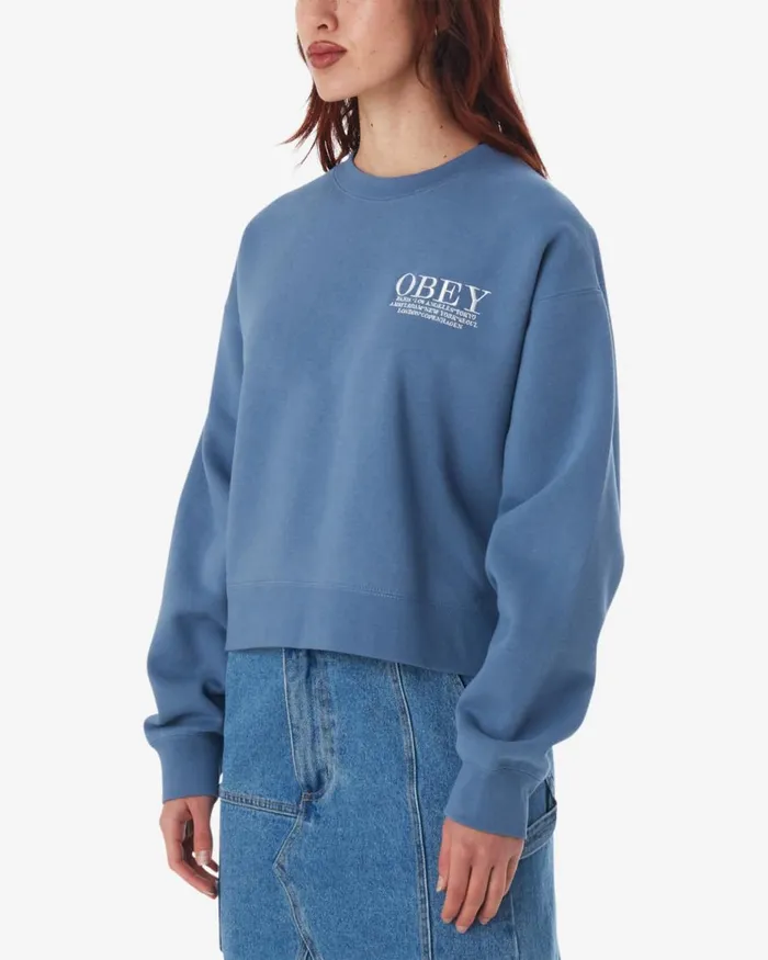 Women CITIES CREWNECK Peach Parfait OBEY Clothing SWEATSHIRTS
