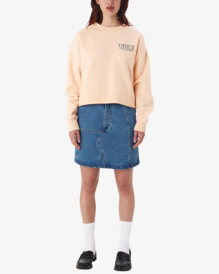 Women CITIES CREWNECK Peach Parfait OBEY Clothing SWEATSHIRTS