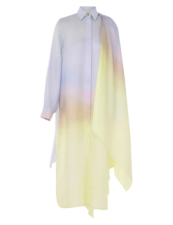 Women Clothing Zimmermann Harmony Scarf Shirt Midi Yellow Fields