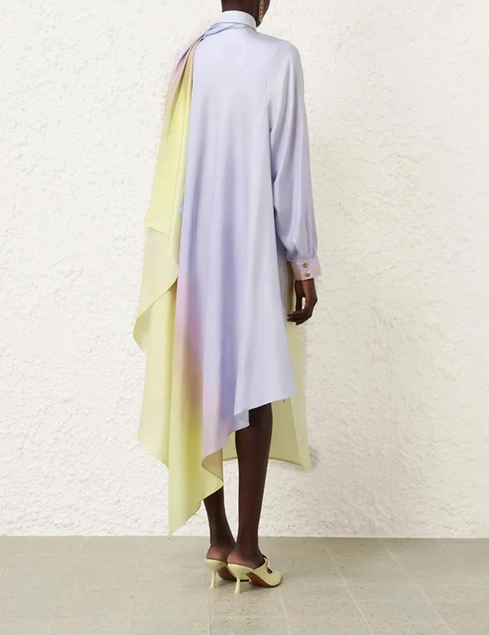 Women Clothing Zimmermann Harmony Scarf Shirt Midi Yellow Fields