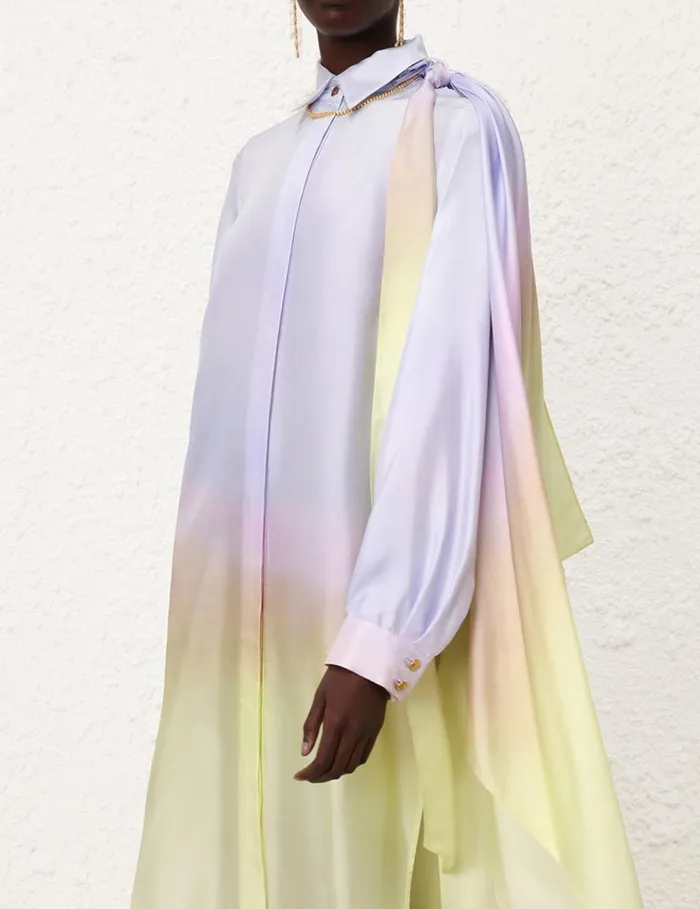Women Clothing Zimmermann Harmony Scarf Shirt Midi Yellow Fields