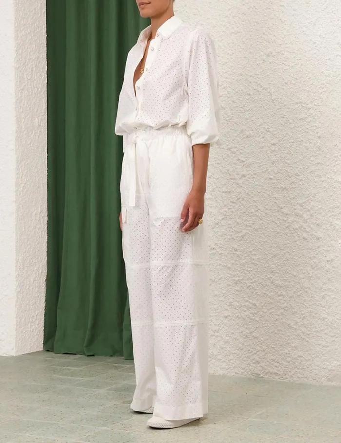 Women Clothing Zimmermann Natura Burnout Cargo Pants Ivory