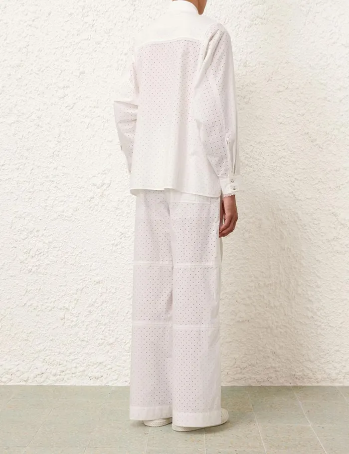 Women Clothing Zimmermann Natura Burnout Cargo Pants Ivory