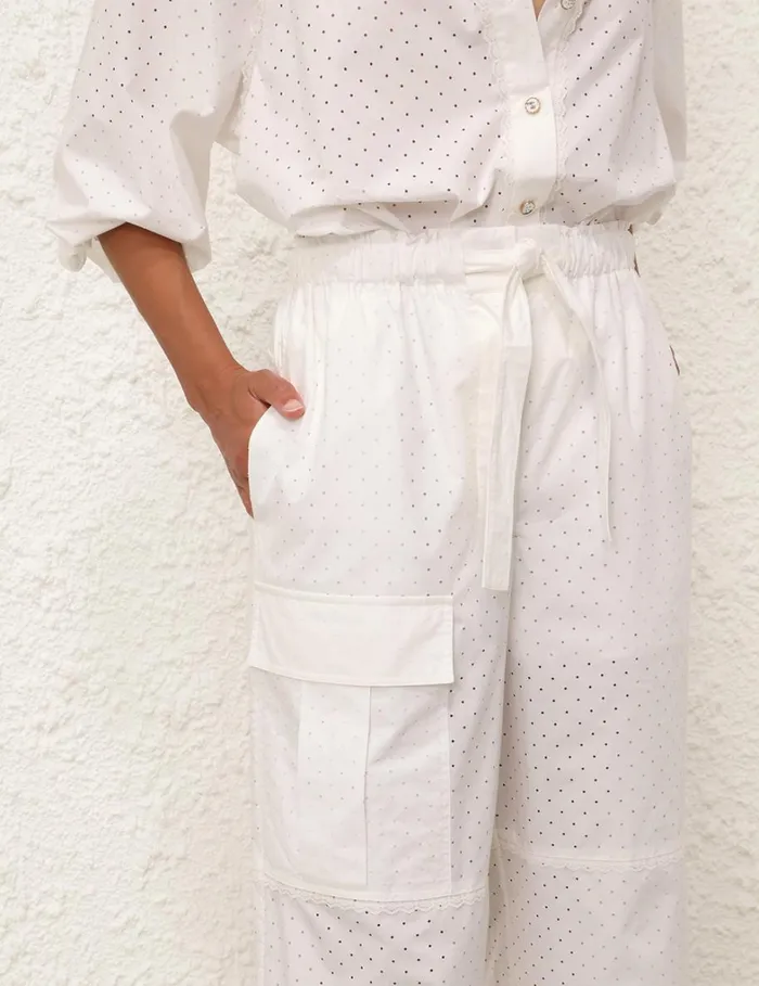 Women Clothing Zimmermann Natura Burnout Cargo Pants Ivory