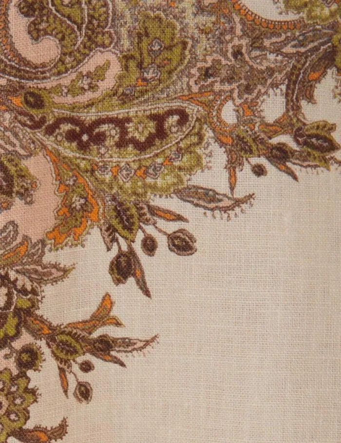 Women Clothing Zimmermann Natura Buttoned Midi Dress Khaki Paisley