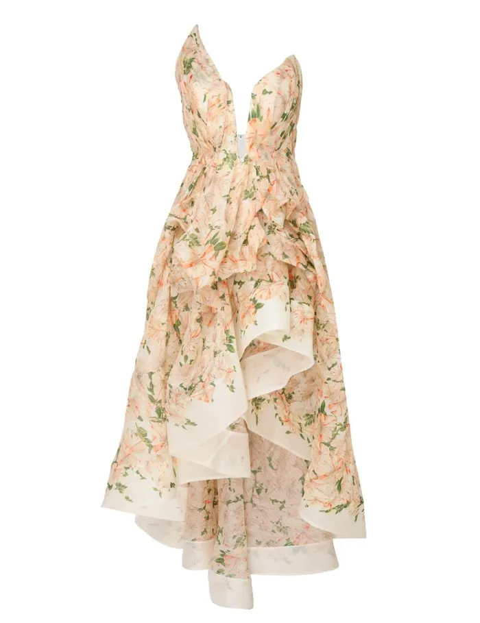 Women Clothing Zimmermann Natura Draped Midi Dress Coral Azalea