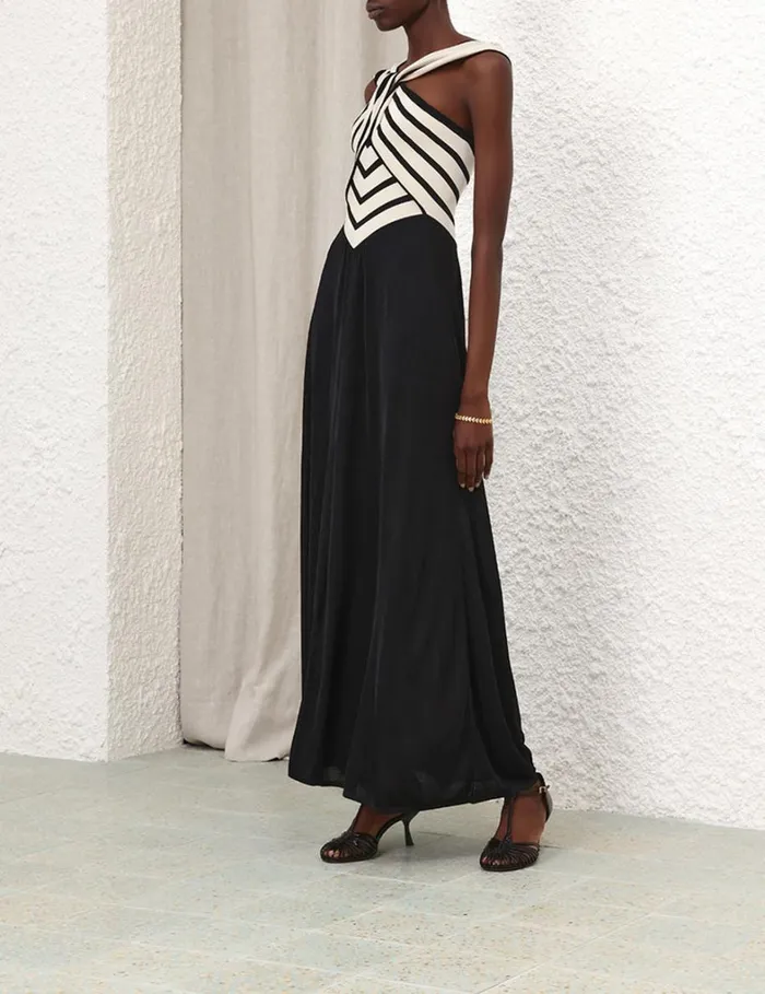 Women Clothing Zimmermann Natura Halter Neck Midi Dress Chevron