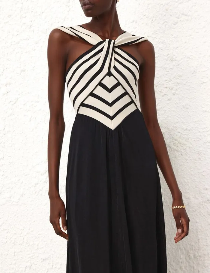 Women Clothing Zimmermann Natura Halter Neck Midi Dress Chevron