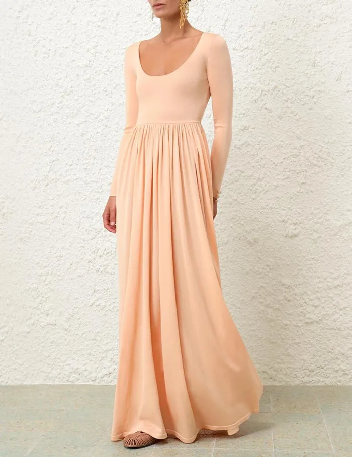 Women Clothing Zimmermann Natura Metallic Scoop Dress Peach