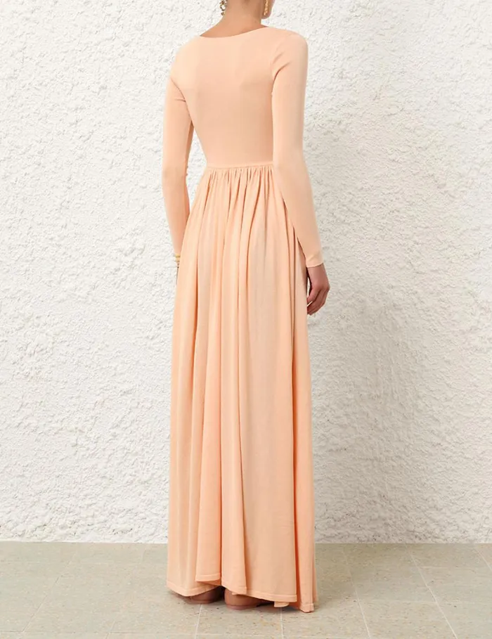 Women Clothing Zimmermann Natura Metallic Scoop Dress Peach