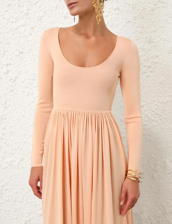 Women Clothing Zimmermann Natura Metallic Scoop Dress Peach