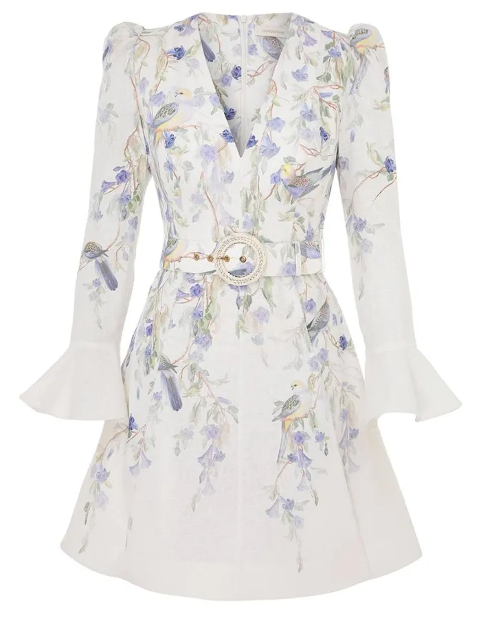 Women Clothing Zimmermann Natura Mini Dress Blue Birds