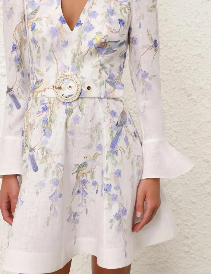 Women Clothing Zimmermann Natura Mini Dress Blue Birds