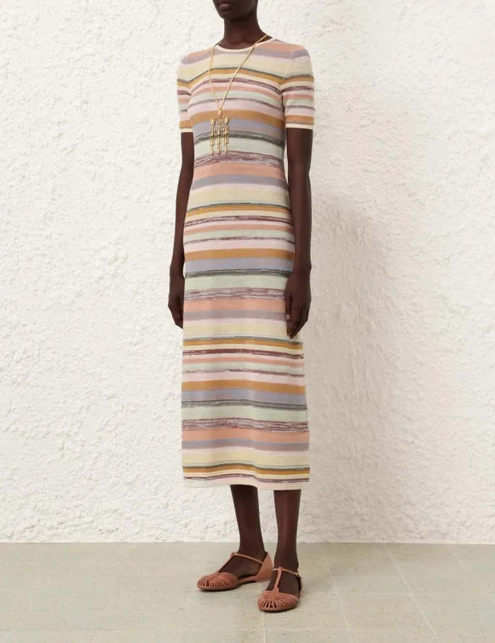 Women Clothing Zimmermann Natura Mouline Midi Dress Multi