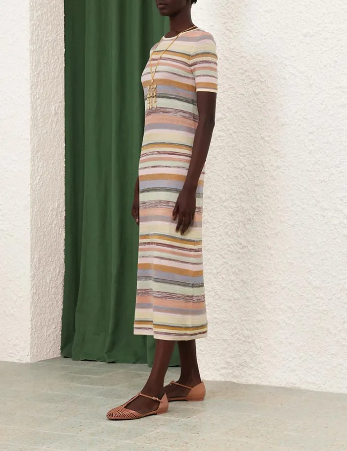 Women Clothing Zimmermann Natura Mouline Midi Dress Multi