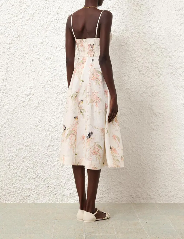 Women Clothing Zimmermann Picnic Dress Coral Birds