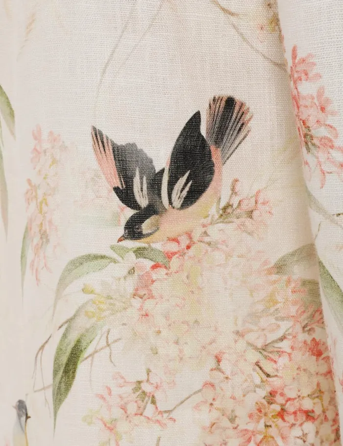 Women Clothing Zimmermann Picnic Dress Coral Birds