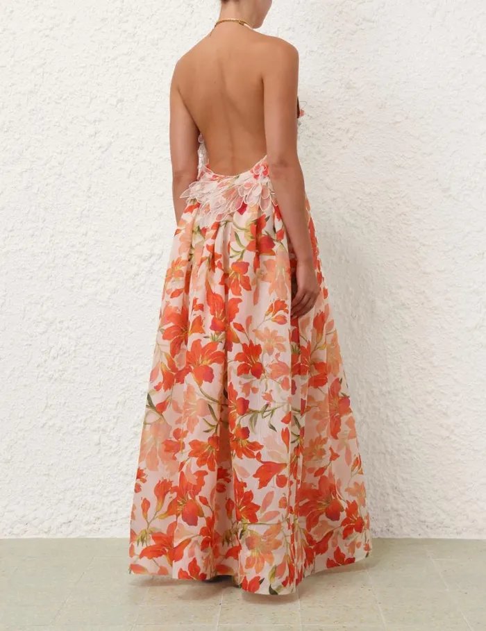 Women Clothing Zimmermann Tranquillity Feather Dress Red Lily