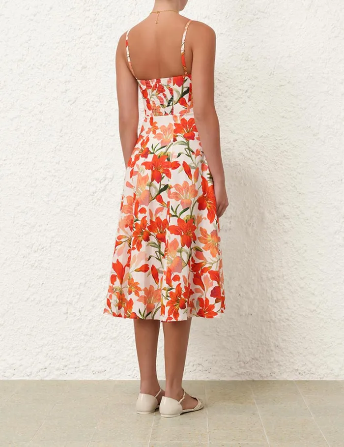 Women Clothing Zimmermann Tranquillity Zipped Midi Dress Red Lily
