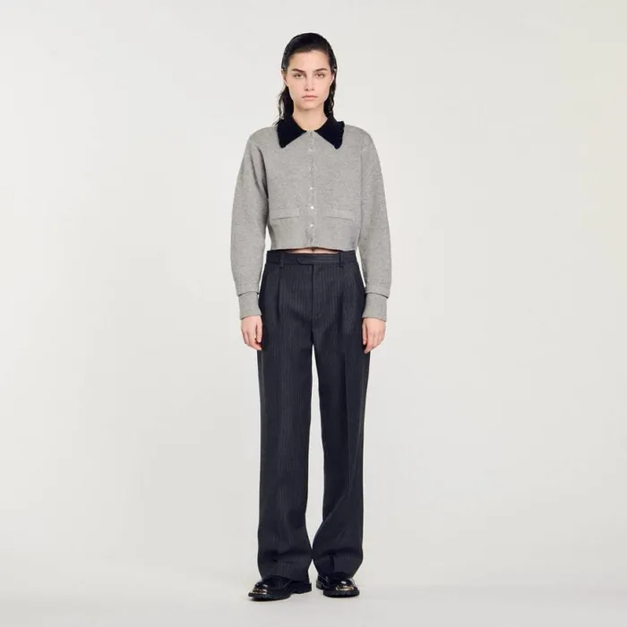 Women Coatigans SANDRO Cropped Coatigan Grey