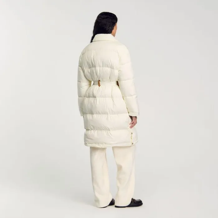 Women Coats and Trenches SANDRO Quilted Midlength Puffer Jacket Ecru