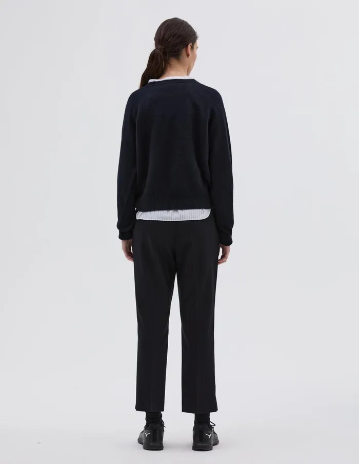 Women Cropped V Neck Dark Navy Twist Margaret Howell Knitwear