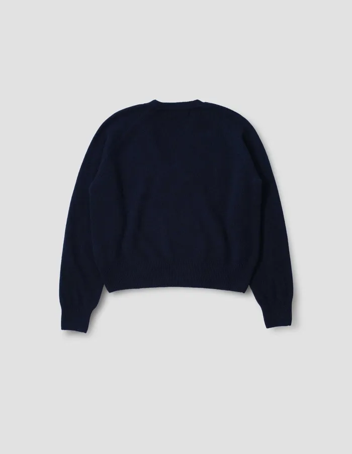 Women Cropped V Neck Dark Navy Twist Margaret Howell Knitwear
