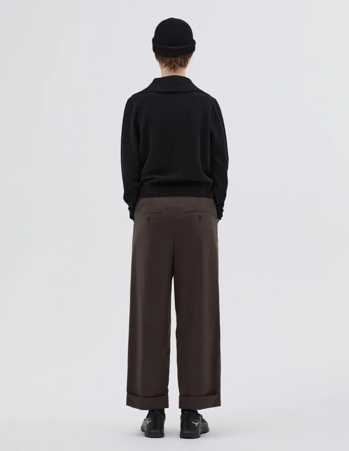 Women Cross Neck Polo Jumper Black Margaret Howell Knitwear