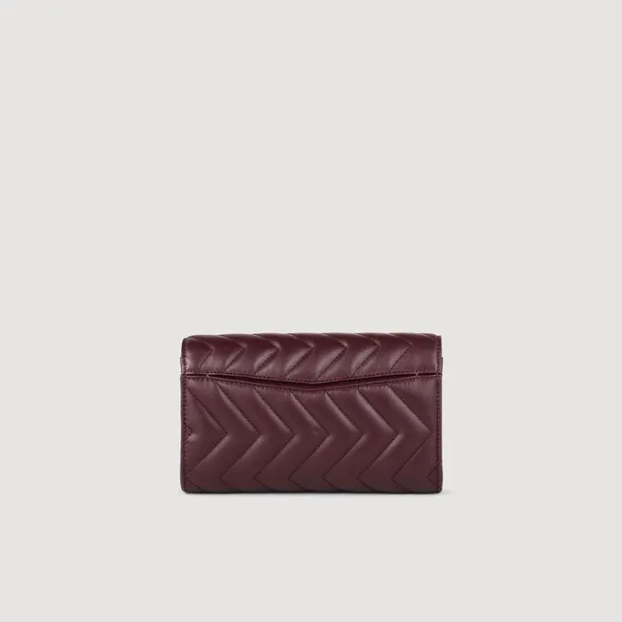 Women Crossbody Bags SANDRO Leather Crossbody Clutch Bag Burgundy