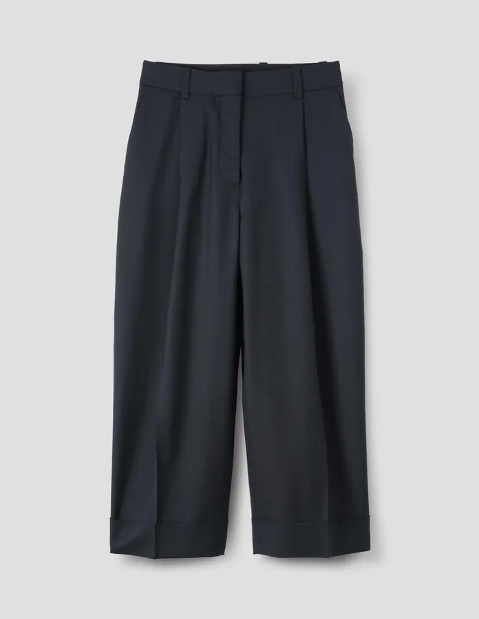 Women Deep Pleat Trouser Dark Navy Margaret Howell Trousers