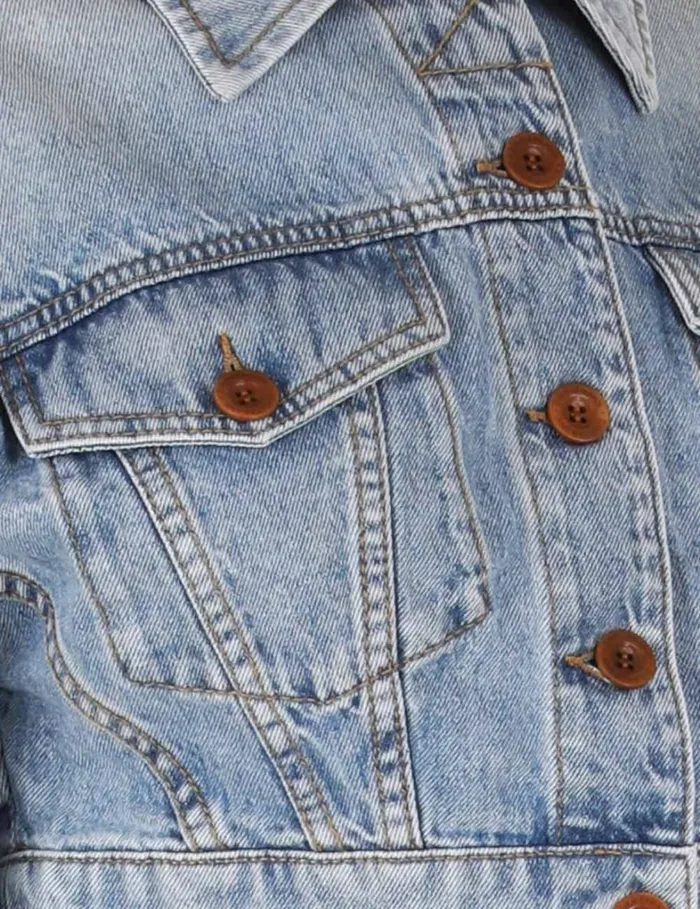 Women Denim Zimmermann Cropped Denim Jacket Faded Blue