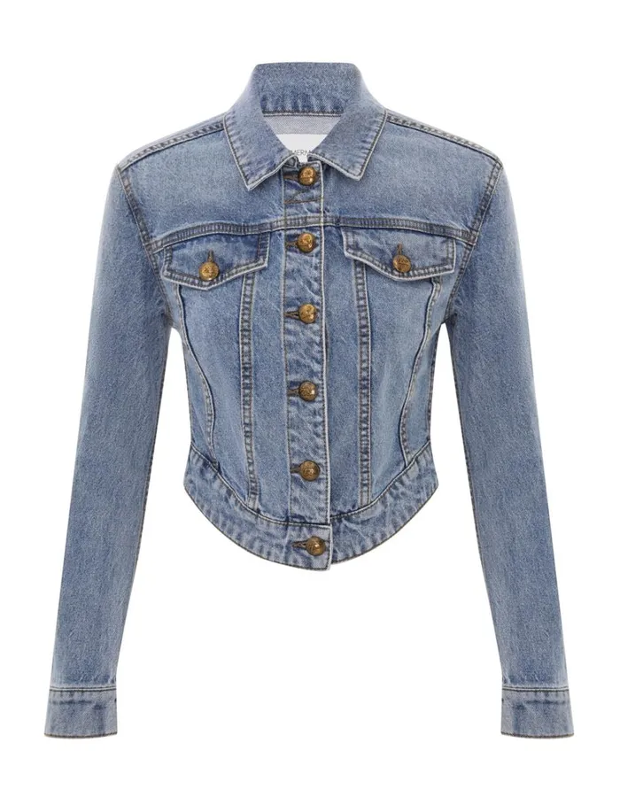 Women Denim Zimmermann Denim Fitted Jacket Poseidon Blue