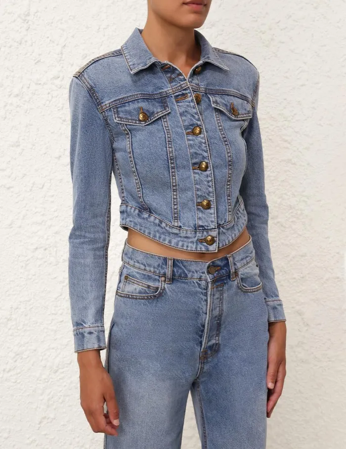 Women Denim Zimmermann Denim Fitted Jacket Poseidon Blue