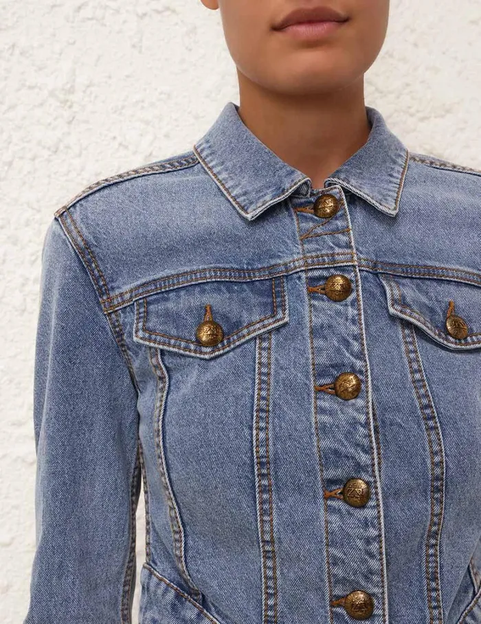 Women Denim Zimmermann Denim Fitted Jacket Poseidon Blue