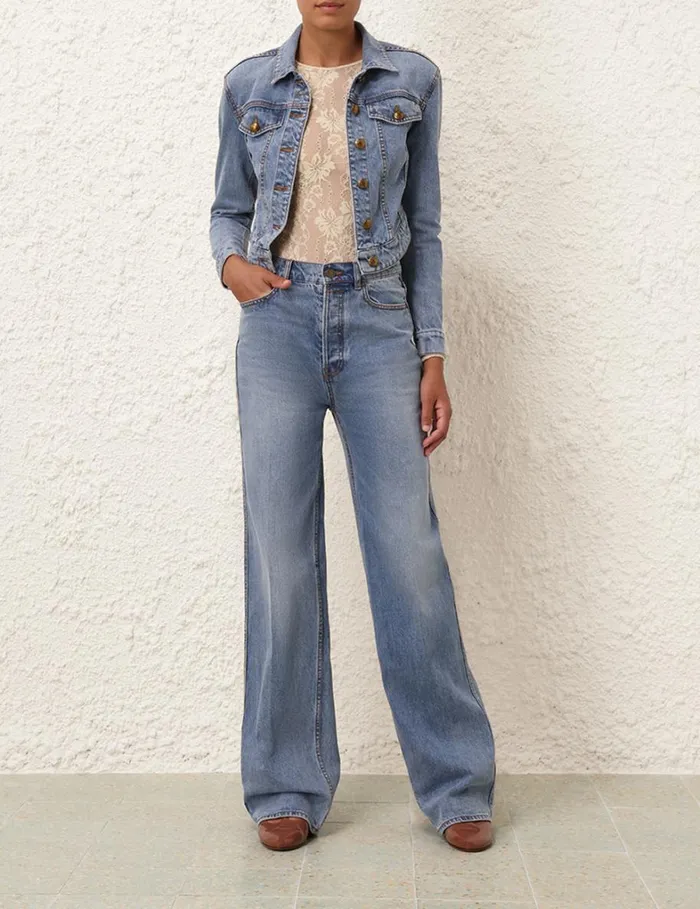 Women Denim Zimmermann Denim Fitted Jacket Poseidon Blue