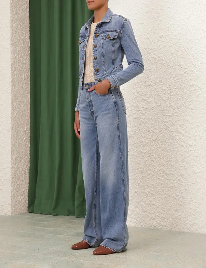Women Denim Zimmermann Denim Fitted Jacket Poseidon Blue
